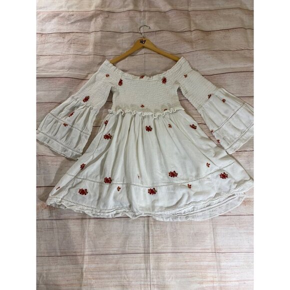 Free People Women's White Counting Daisies Embroidered Mini Dress - Medium - Picture 4 of 16